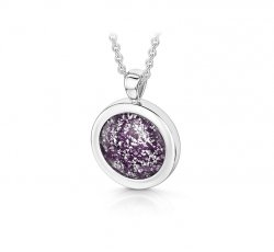 Purple Round Pendant in Silver