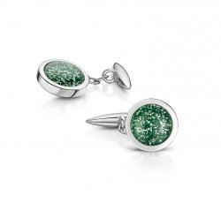 Green Classic Cufflinks in White Gold