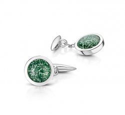 Green Classic Cufflinks in Silver