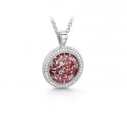 Ruby Halo Round Pendant in White Gol