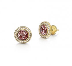 Ruby Halo Earrings in Gold