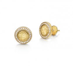 Clear Halo Earrings in Gold