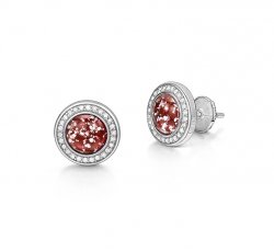 Ruby Halo Earrings in White Gold