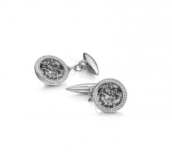 Metal Halo Cufflinks in White Gold